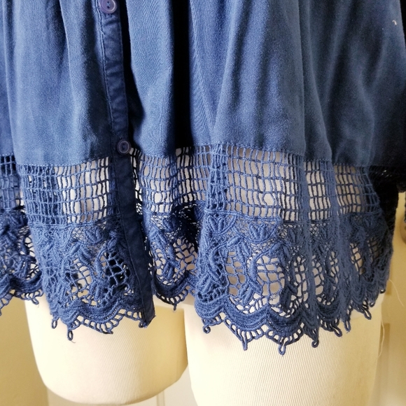 AMERICAN EAGLE L blue peasant boho crochet… - Picture 3 of 9